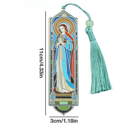 Vintage Metal Bookmark with Stained Glass Design