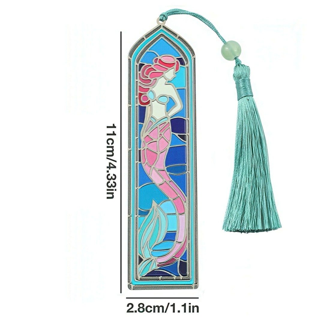 Vintage Metal Bookmark with Stained Glass Design