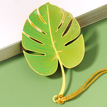 Leaf and Flower Shaped Metal Bookmark