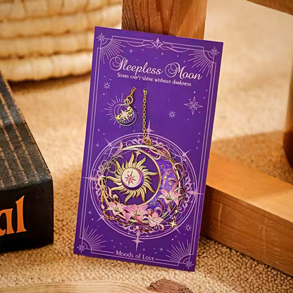 Intricate Floral and Stars Themed Metal Bookmark