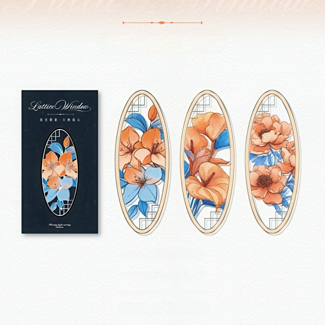 Lattice Stained Glass Window Plastic Bookmark Set