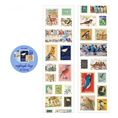 Retro Postage Stamp Sticker Roll