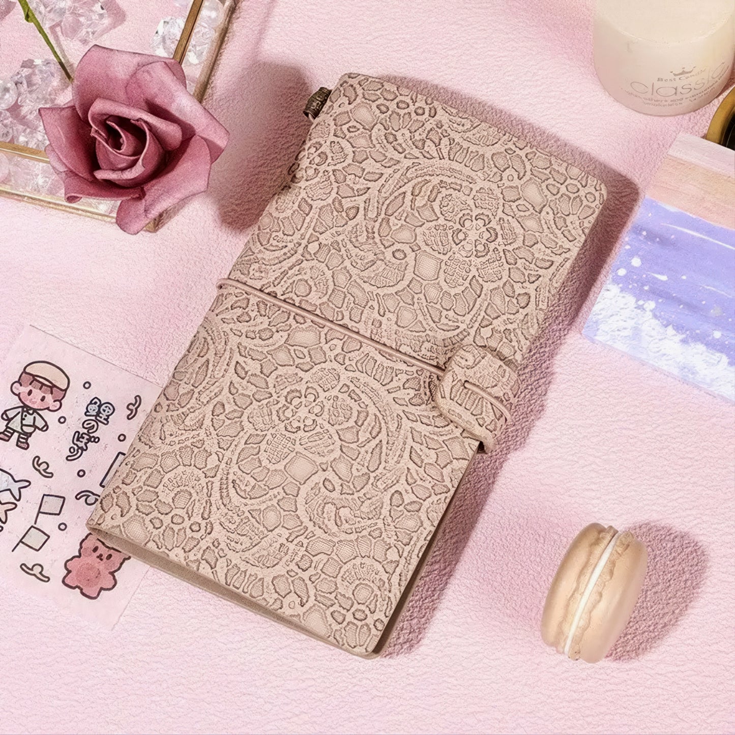 Morandi Color Floral Embossed Notebook