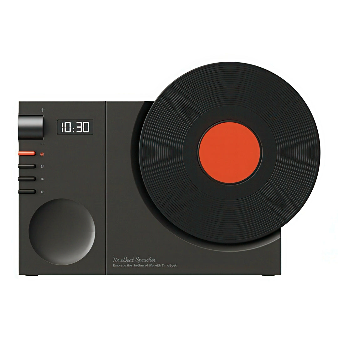 Rechargeable Bluetooth Speaker with Record Player Design