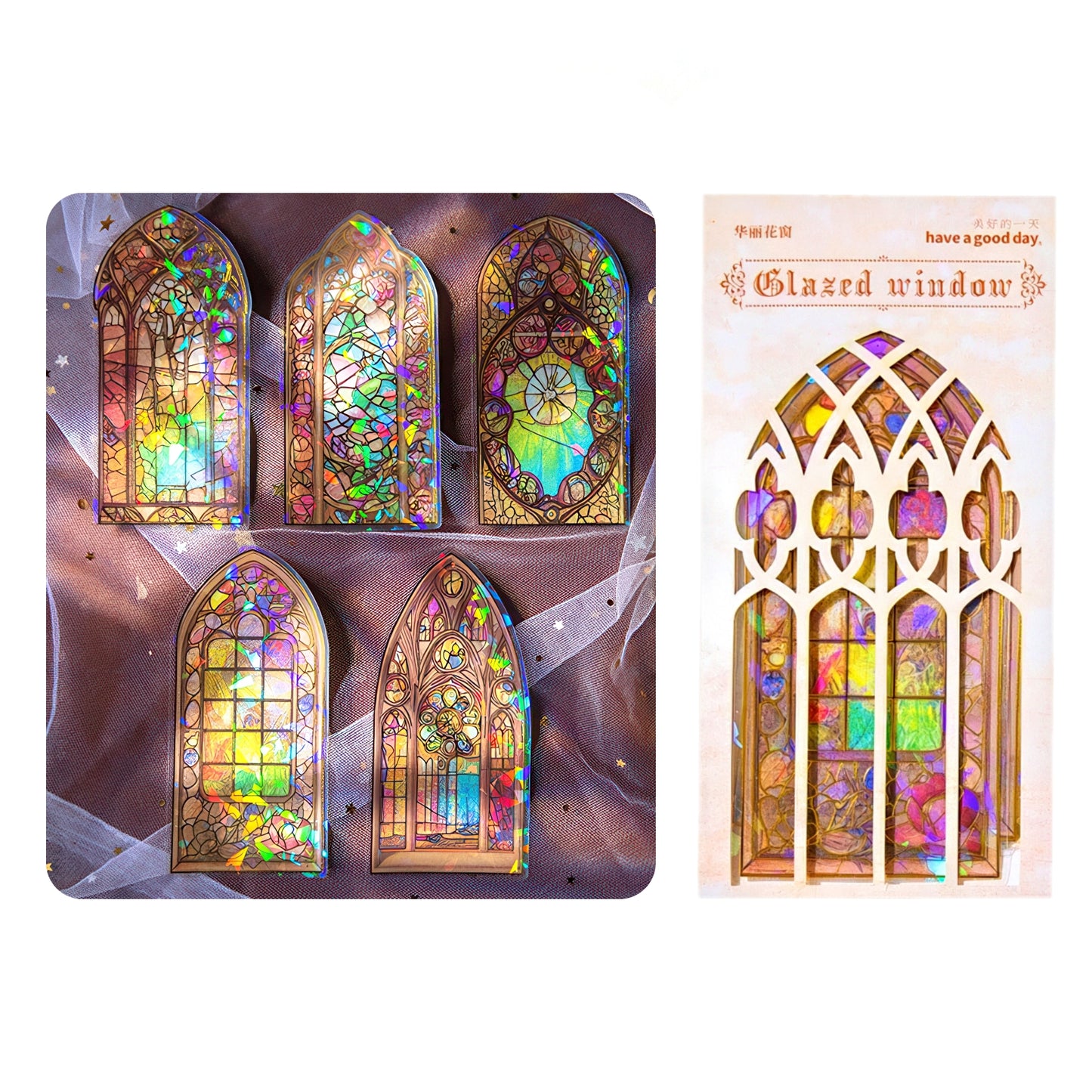 Gothic Stained Glass Window PET Stickers