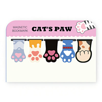 Cat's Paw magnetic bookmark with colorful paw designs on a white background