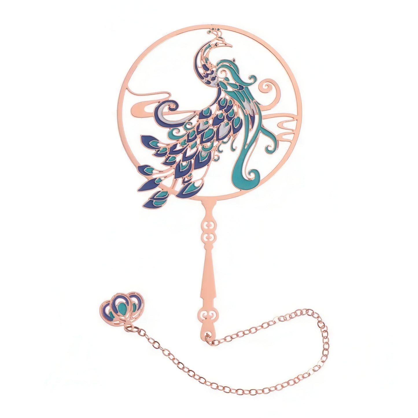 Classic Chinese Fan Shaped Metal Bookmark