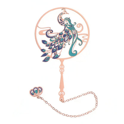 Classic Chinese Fan Shaped Metal Bookmark