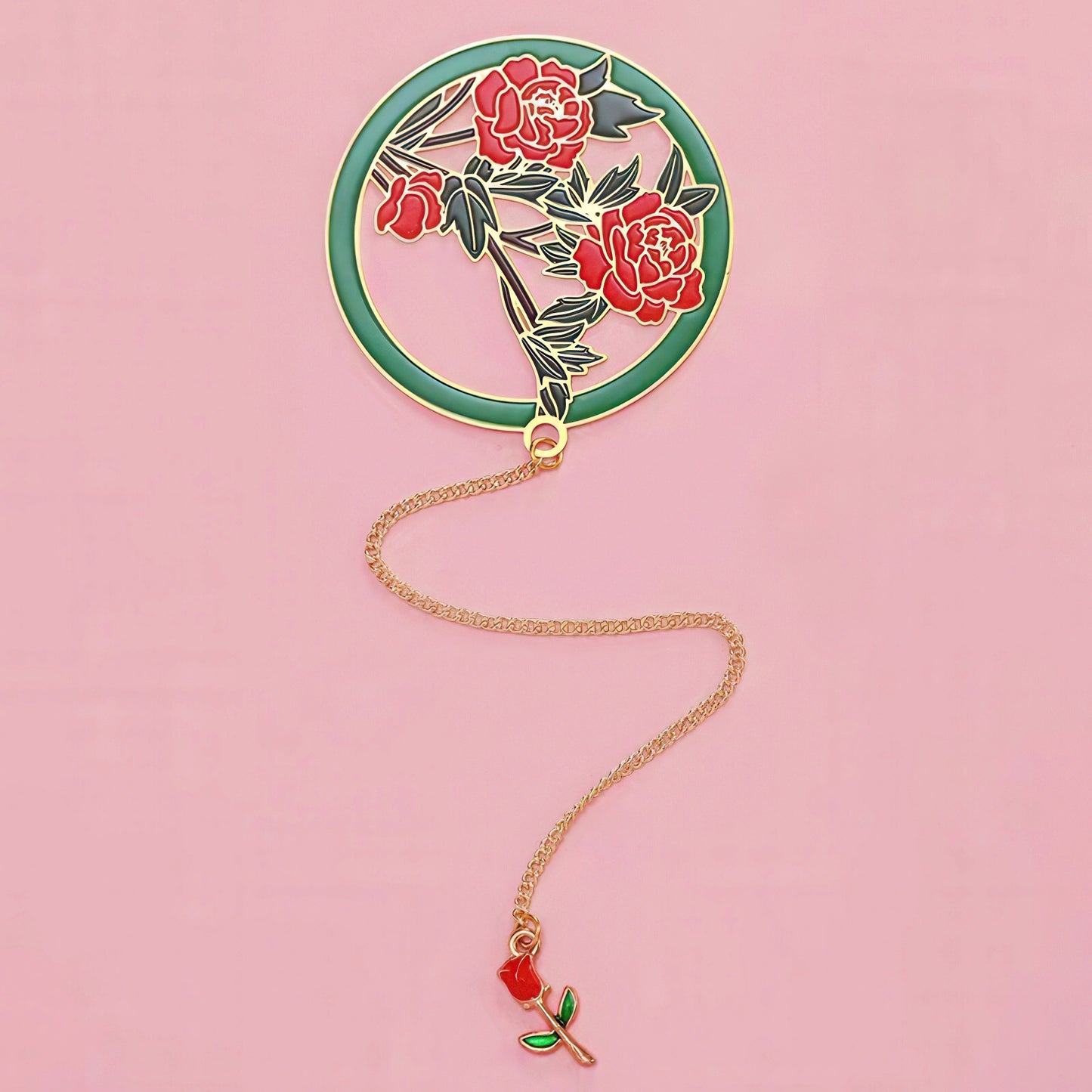 Exquisite Flower Enamel Metal Bookmark