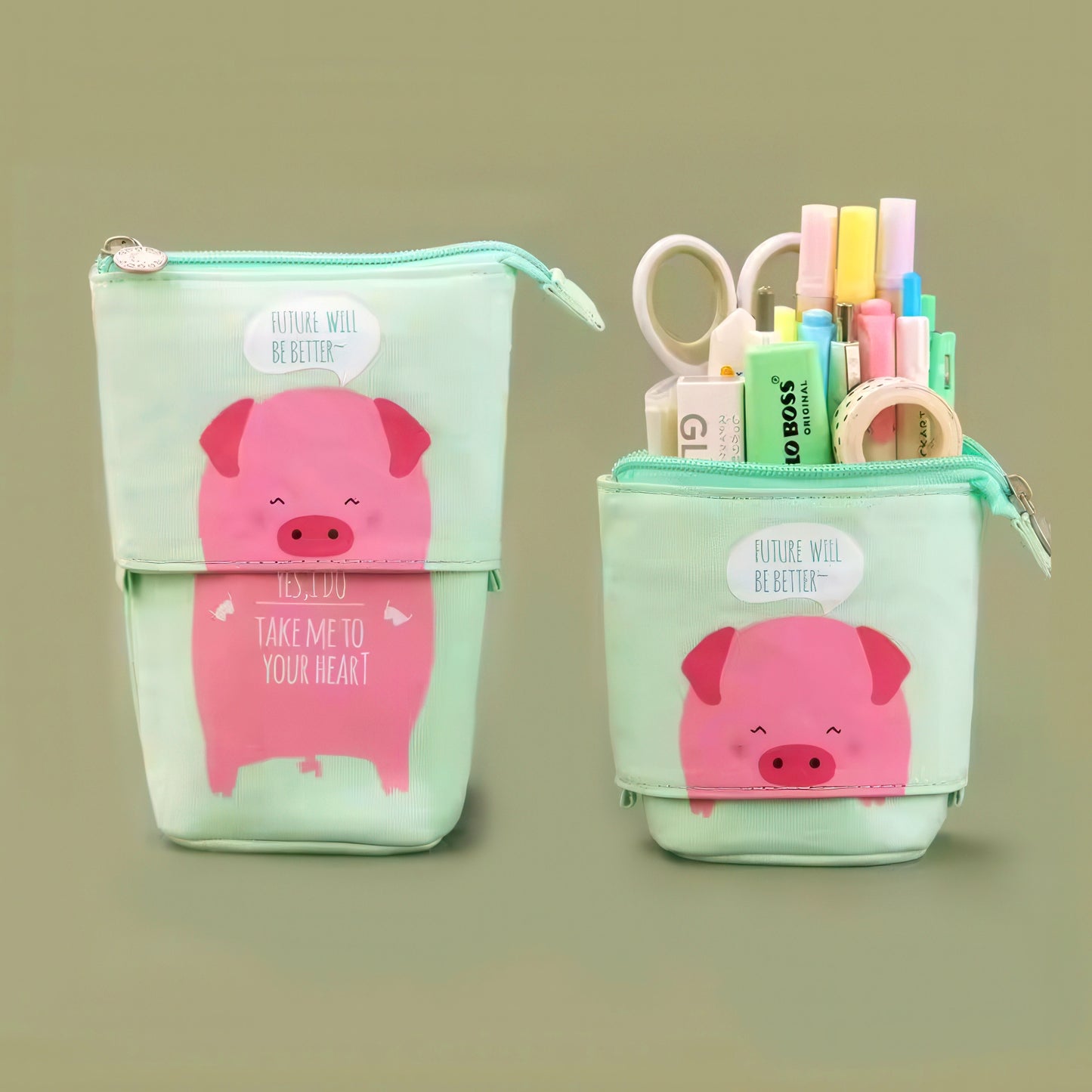 Cute Animal Retractable Stand Up Pencil Case