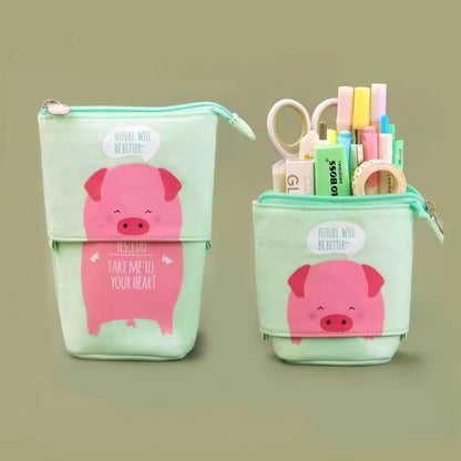 Cute Animal Retractable Stand Up Pencil Case