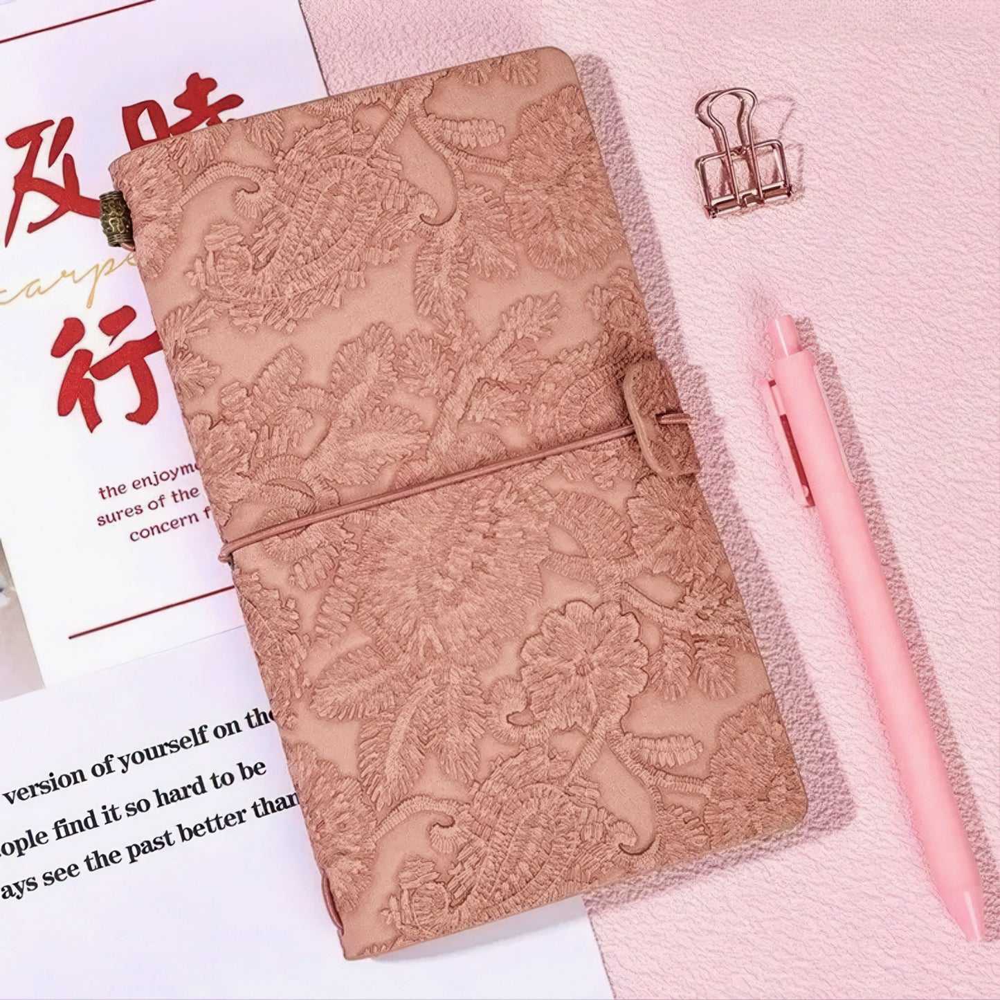 Morandi Color Floral Embossed Notebook