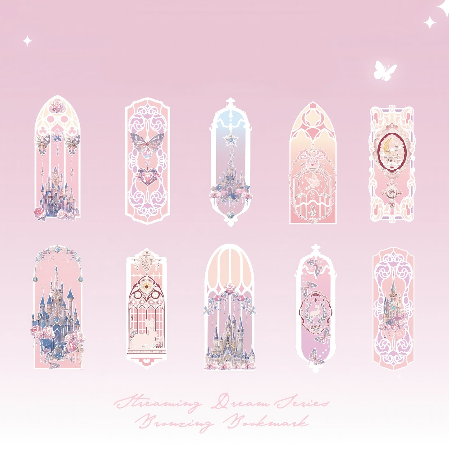 Vintage Floral Themed PVC Bookmark Set