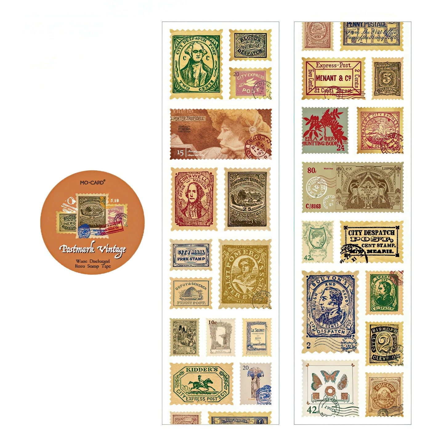 Retro Postage Stamp Sticker Roll