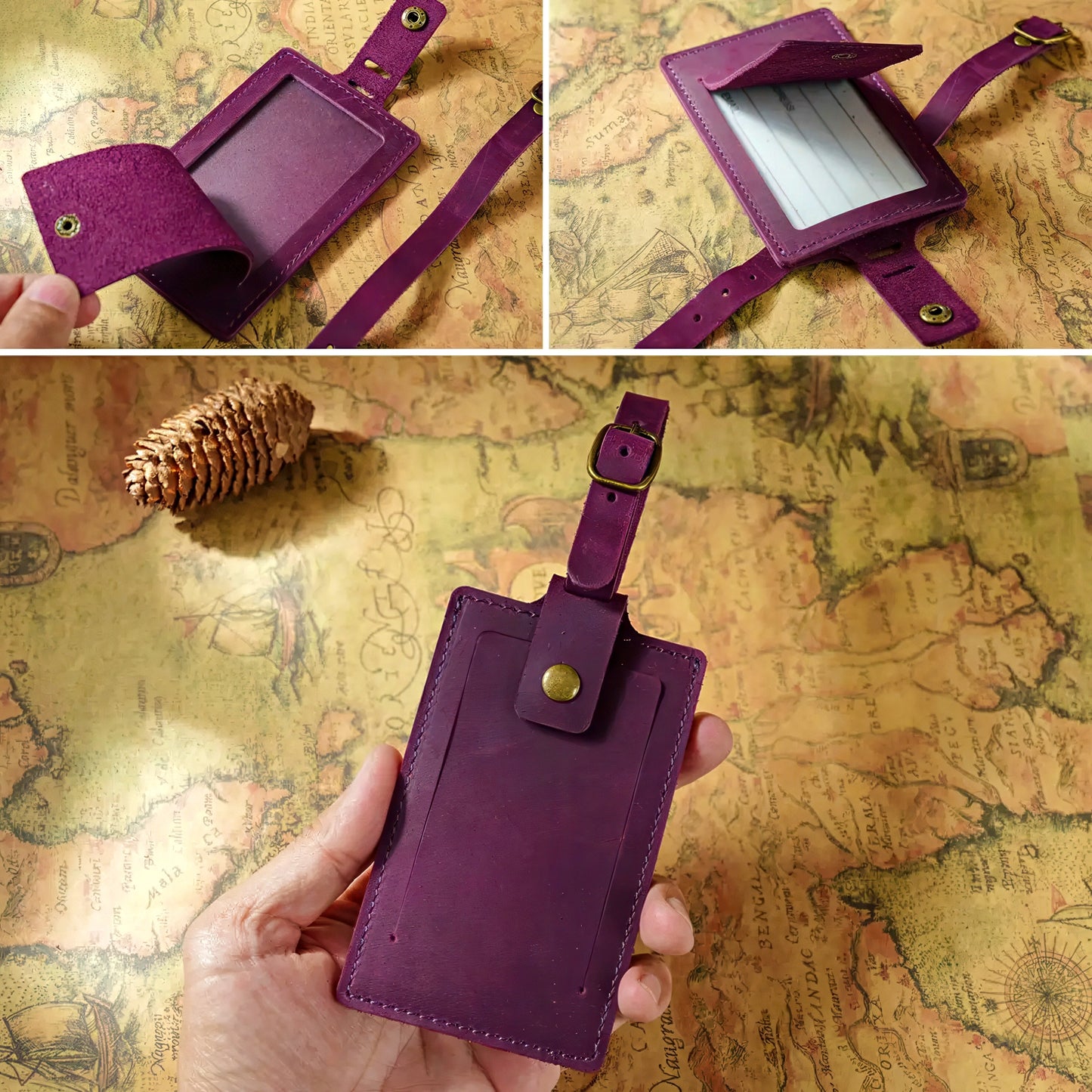 Dyed Leather Luggage Tag