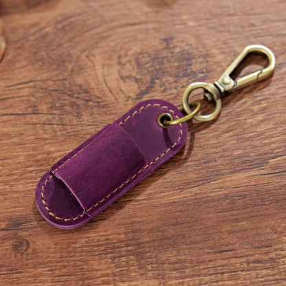 Dyed Cowhide Pen Holder Keychain