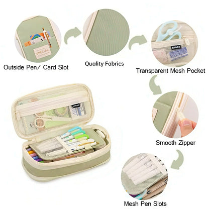 Korean Style Large Capacity Canvas Pencil Case