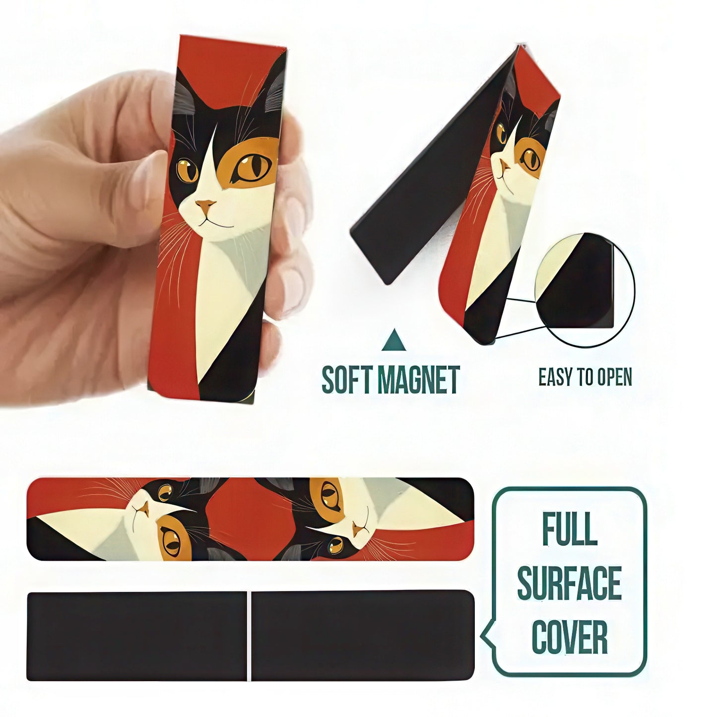 Simple and Fun Cat Magnetic Bookmark Set