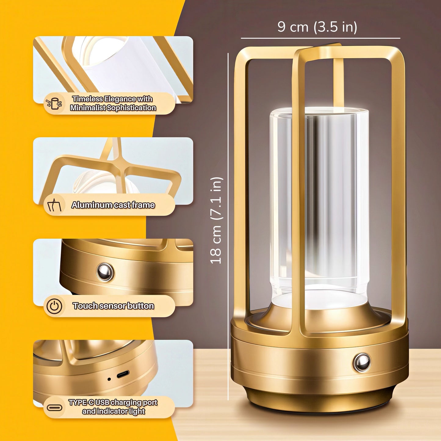 Aluminium Rechargeable LED Table Lamp