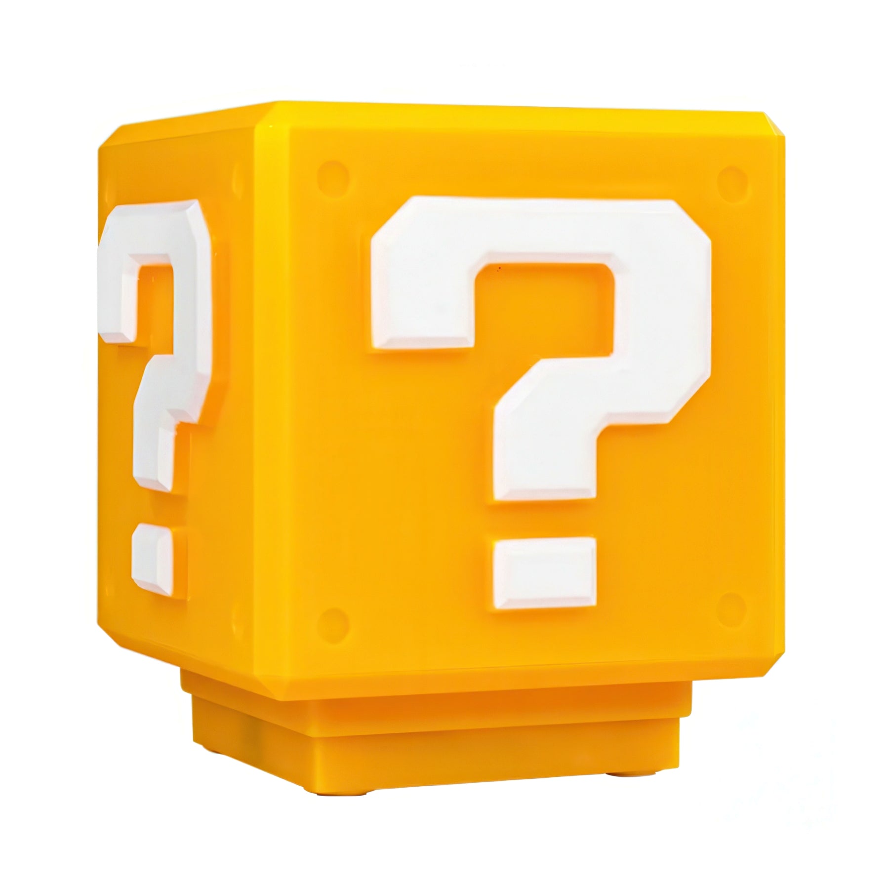Super Mario question block lamp on a white background