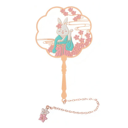 Classic Chinese Fan Shaped Metal Bookmark