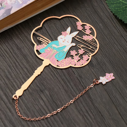 Classic Chinese Fan Shape Metal Bookmark