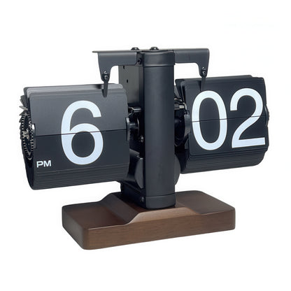Retro Mechanical Flip Clock with Wooden Base