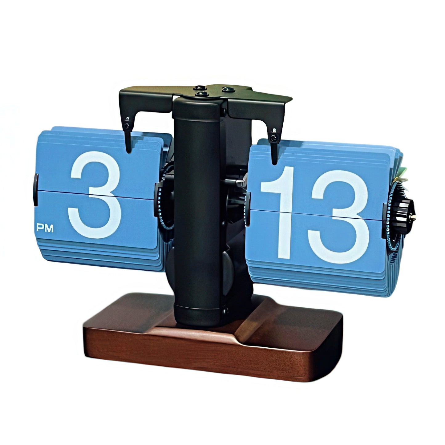 Retro Mechanical Flip Clock with Wooden Base