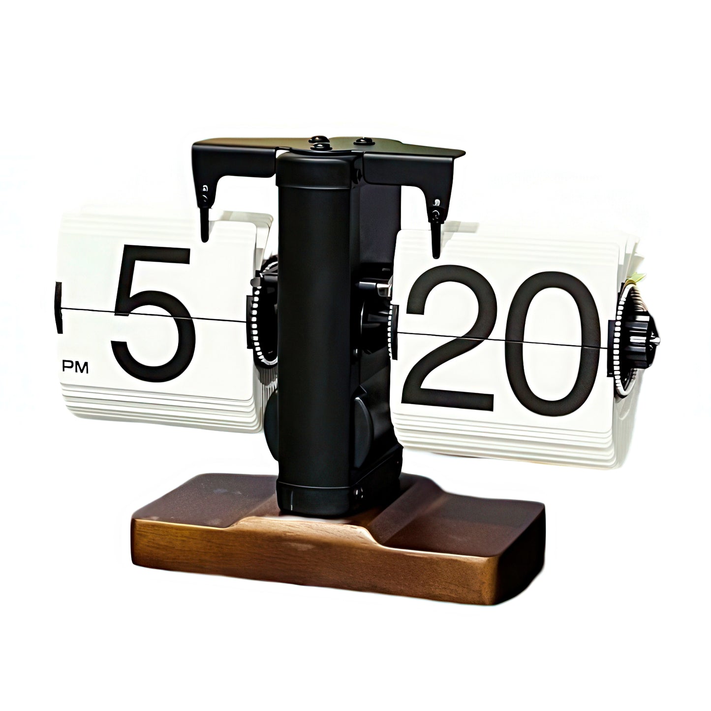 Retro Mechanical Flip Clock with Wooden Base