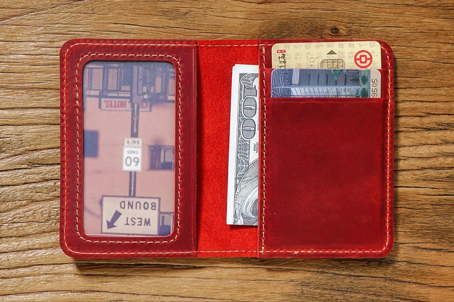 Dyed Cowhide Card Holder Wallet