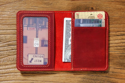 Dyed Cowhide Card Holder Wallet