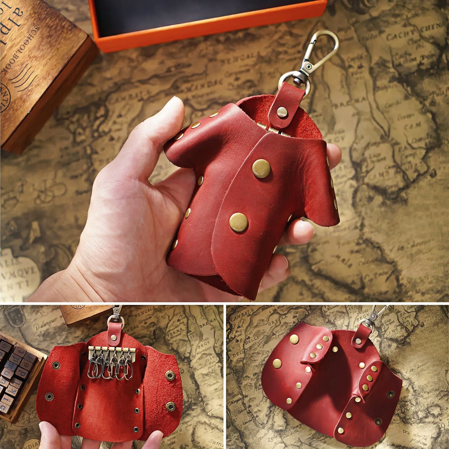 Dyed Cowhide T-shirt Shaped Key Case