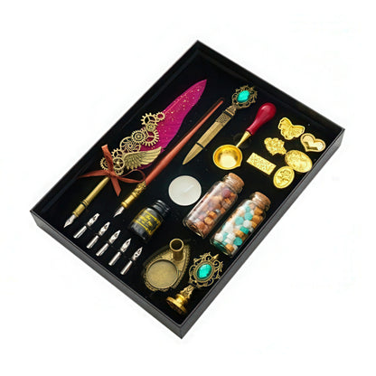 Vintage Style Quill Pen and Sealing Wax Set