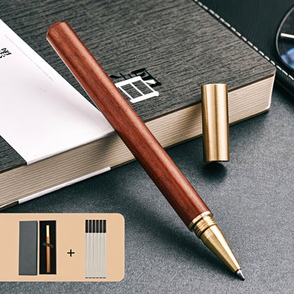 Retro Wooden and Brass Rollerball Pen