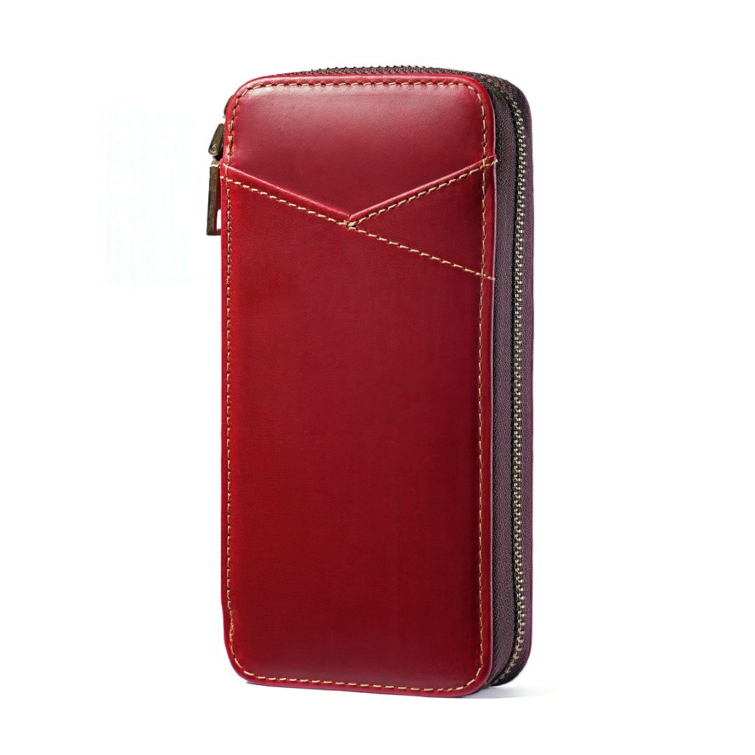 Multi Compartments Dyed Cowhide Leather Pen Case