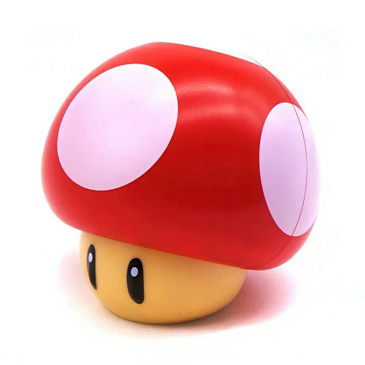Super Mario red mushroom lamp on a white background
