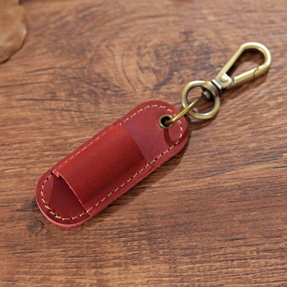 Dyed Cowhide Pen Holder Keychain
