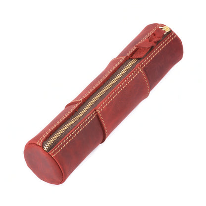 Dyed Cowhide Zipper Pencil Case