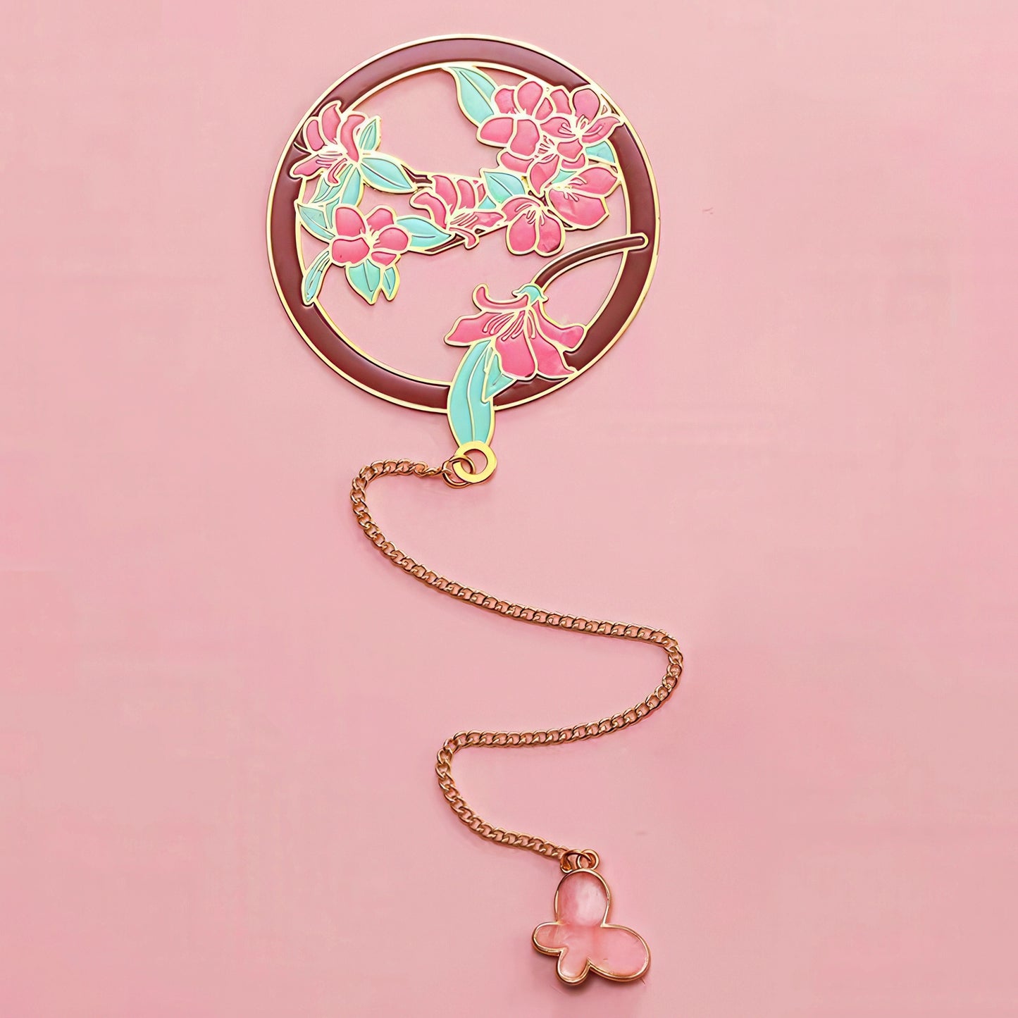 Exquisite Flower Enamel Metal Bookmark