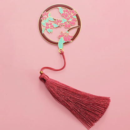 Exquisite Flower Enamel Metal Bookmark