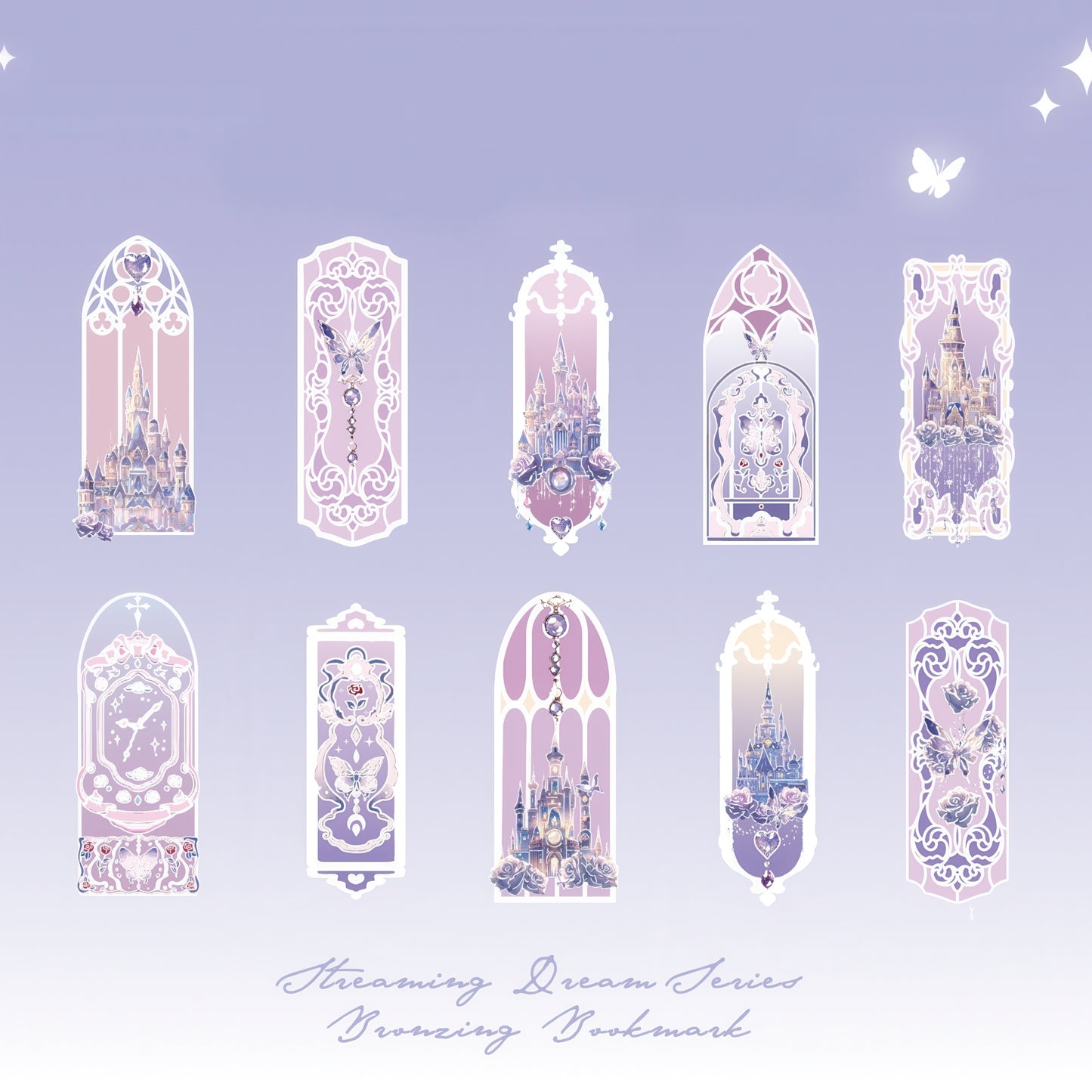 Vintage Floral Themed PVC Bookmark Set