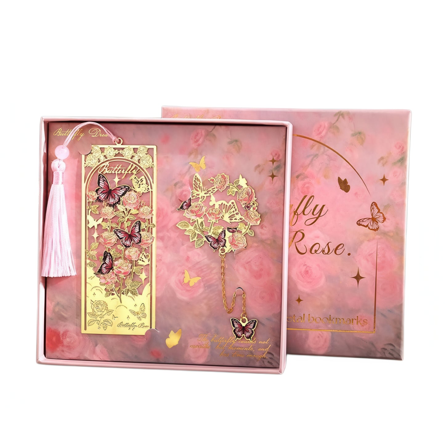 Dreamy Butterflies with Flowers Metal Bookmark