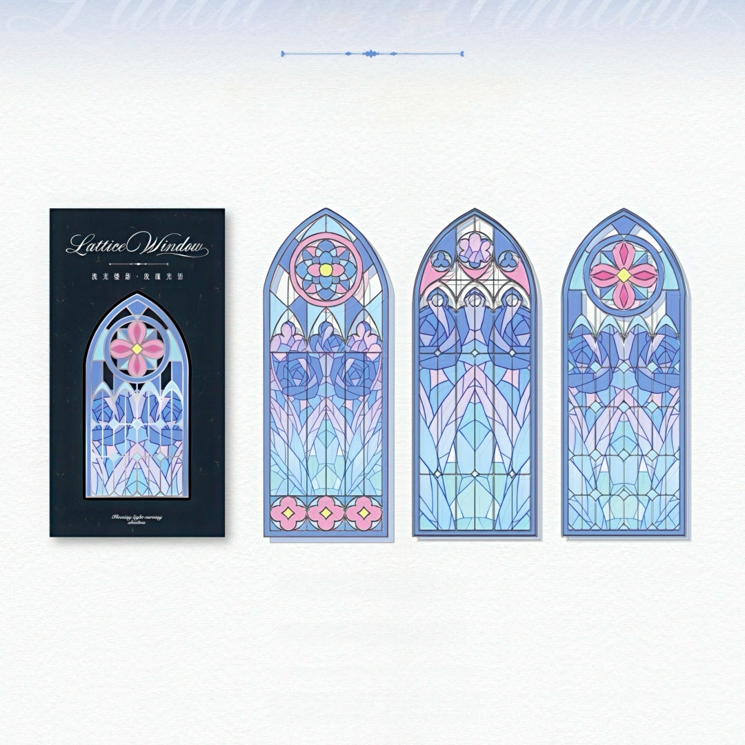 Lattice Stained Glass Window Plastic Bookmark Set