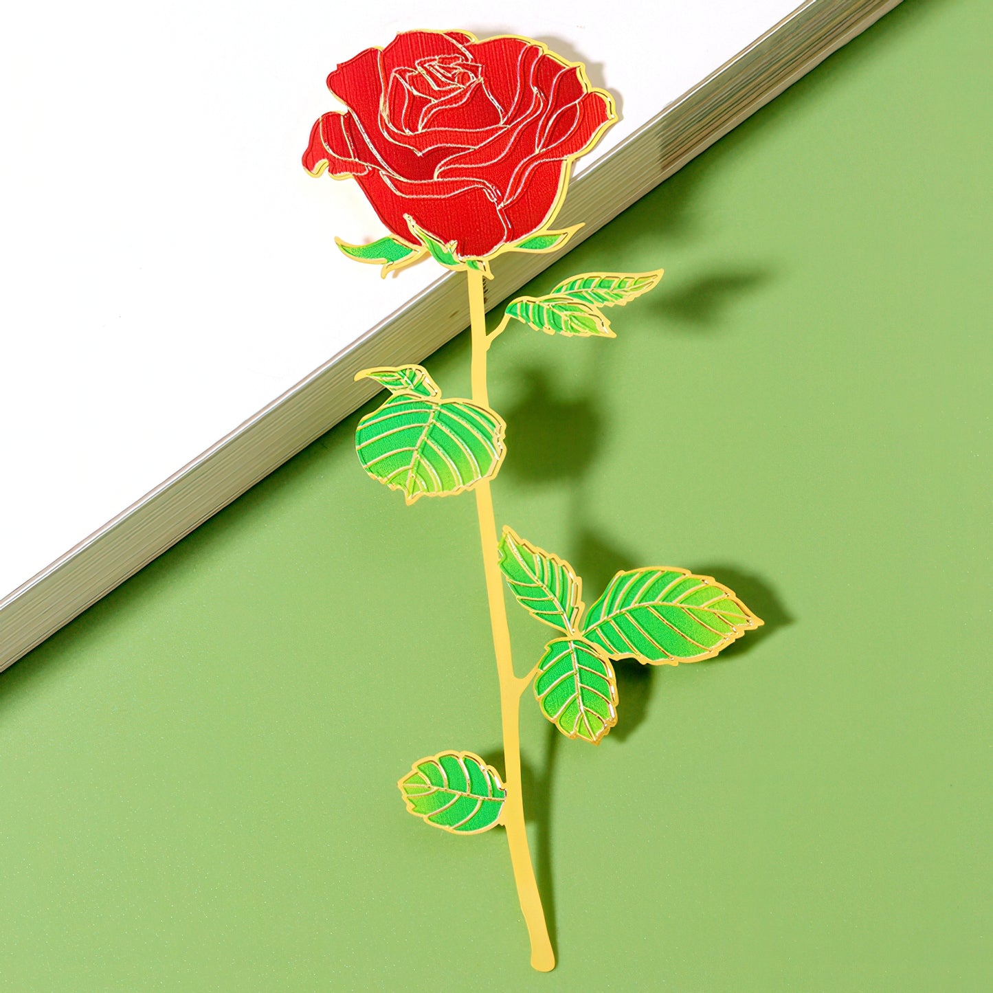 Leaf and Flower Shaped Metal Bookmark
