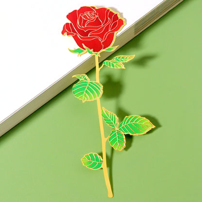 Leaf and Flower Shaped Metal Bookmark