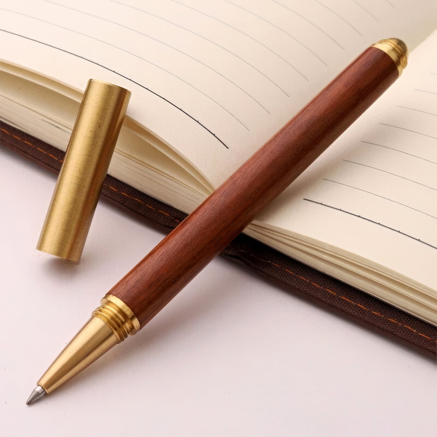 Wooden Rollerball Pen with Brass Cap