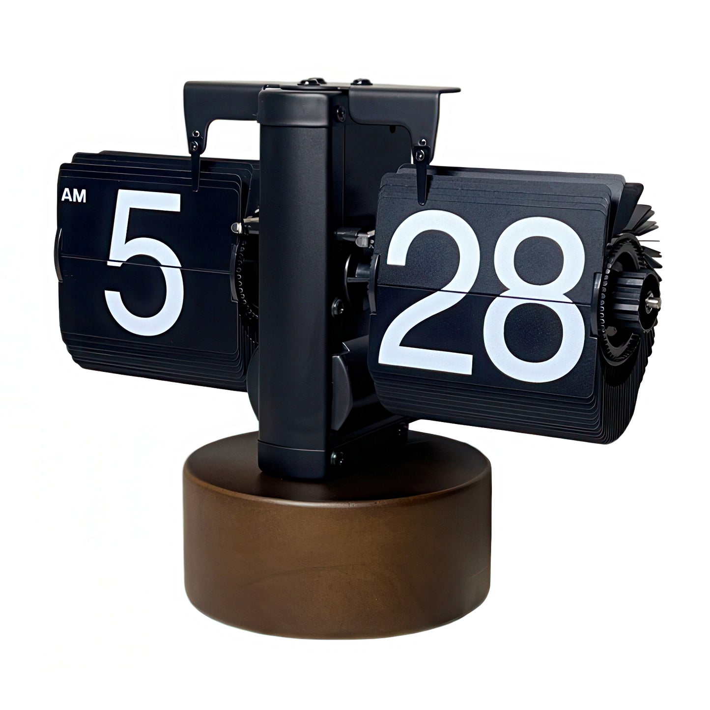 Retro Mechanical Flip Clock with Wooden Base