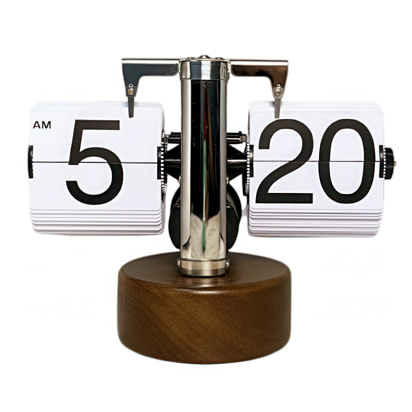 Retro Mechanical Flip Clock with Wooden Base