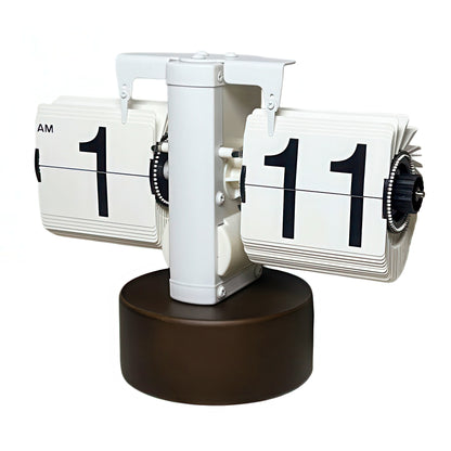 Retro Mechanical Flip Clock with Wooden Base