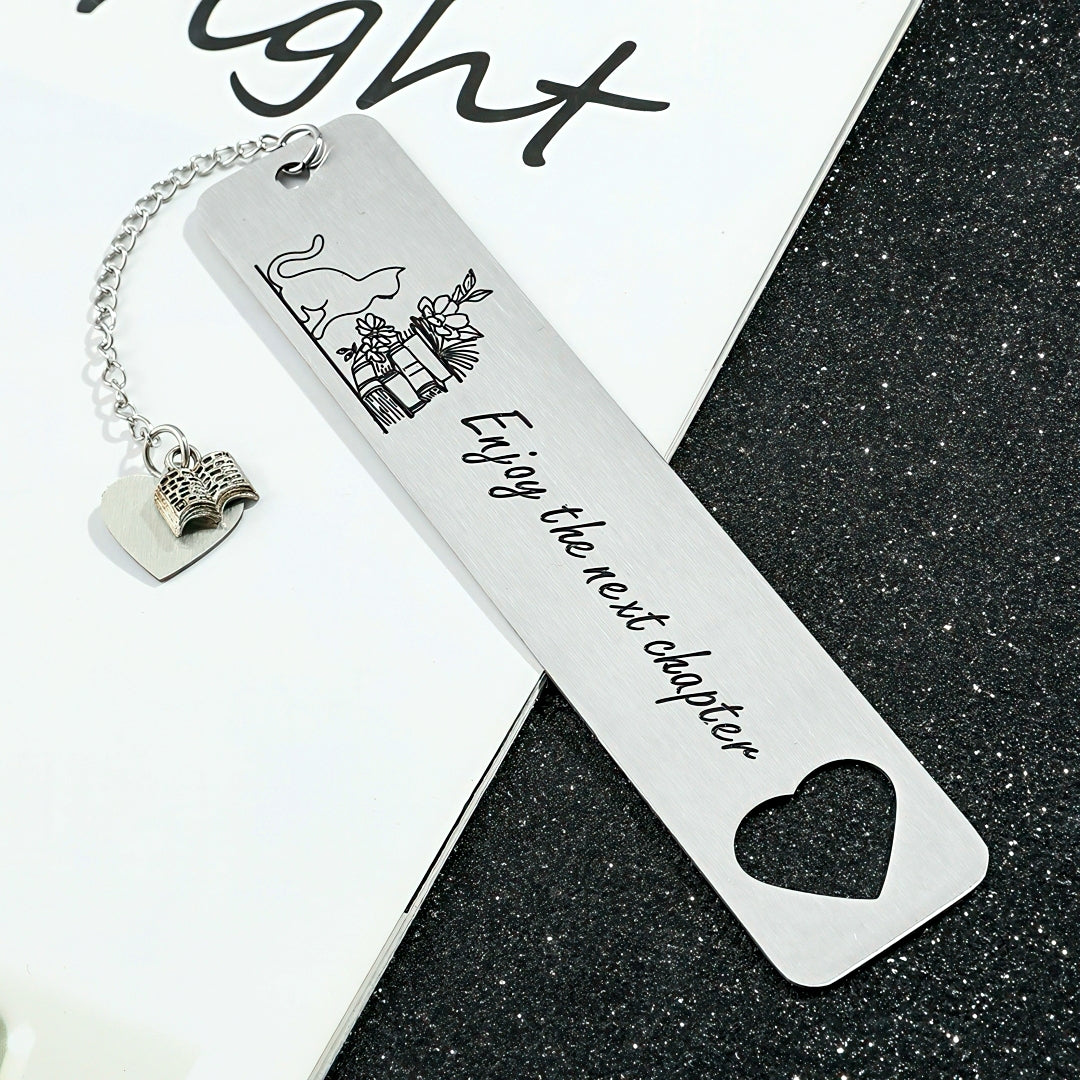 Cat Themed Stainless Steel Bookmark